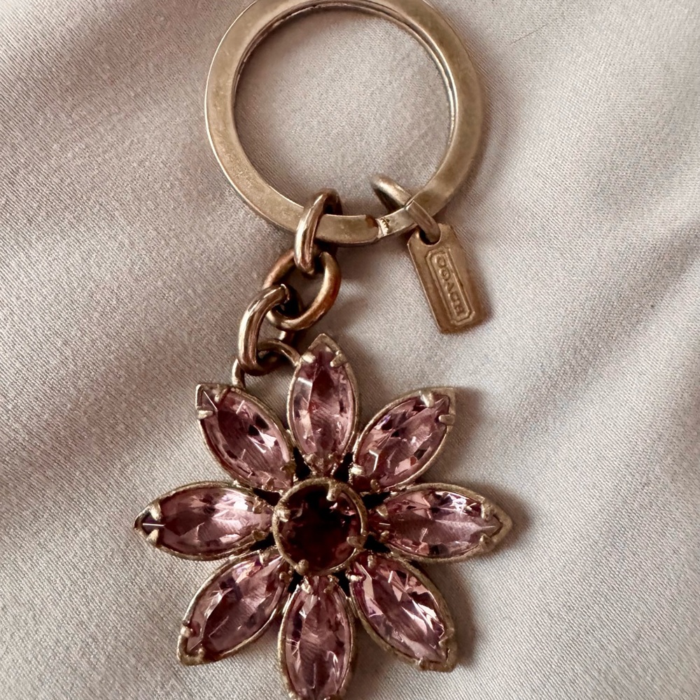 Coach Crystal Flower Keychain